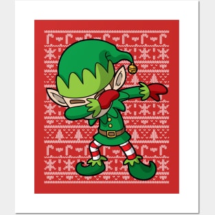 Dabbing Elf Ugly Christmas Sweater Posters and Art